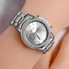 GENEVE - luxe edelstalen horloge - met strass-steentjes / armbandHorloges