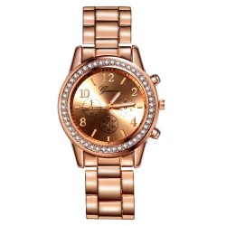 GENEVE - luxe edelstalen horloge - met strass-steentjes / armbandHorloges