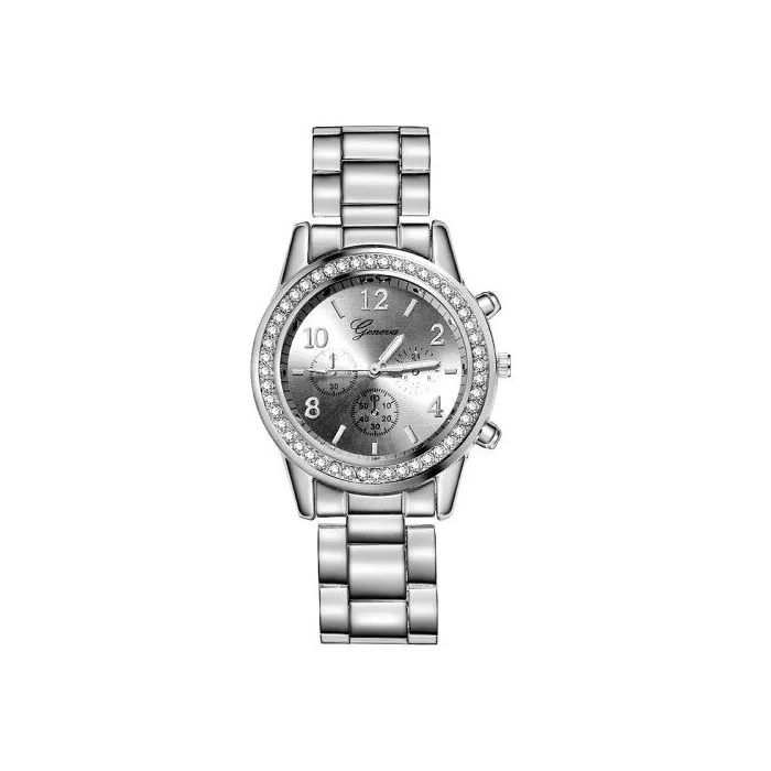 GENEVE - luxe edelstalen horloge - met strass-steentjes / armbandHorloges