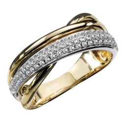 Tweekleurige gouden ring - met witte zirkoniaRingen