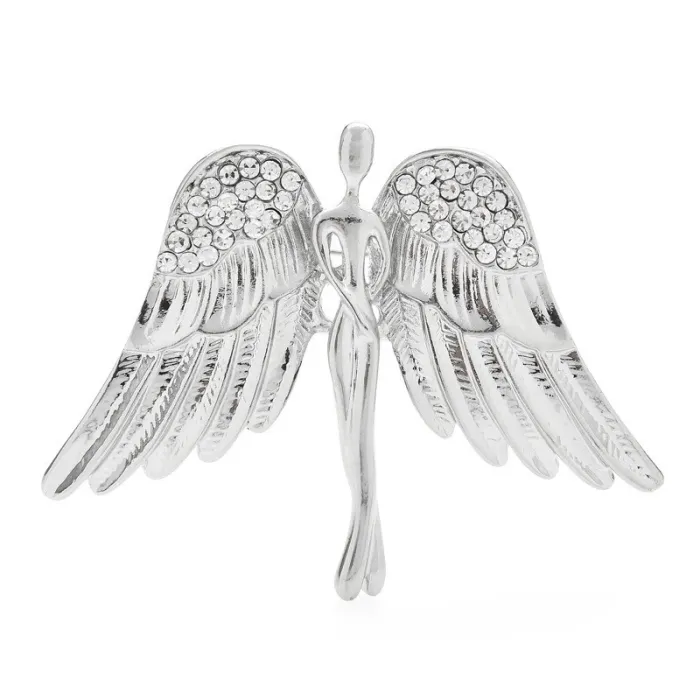 Grote vleugels engel broche - met kristallenBroches
