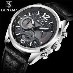 BENYAR - sport quartz horloge - waterdicht - leren bandHorloges