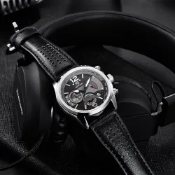 BENYAR - sport quartz horloge - waterdicht - leren bandHorloges