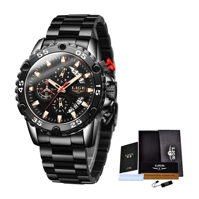 LIGE - sport quartz horloge - lichtgevend - waterdicht - roestvrij staalHorloges