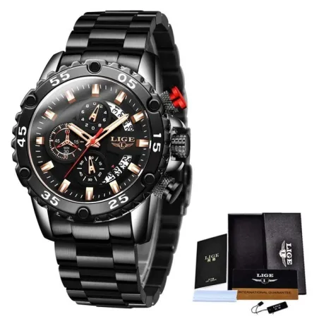 LIGE - sport quartz horloge - lichtgevend - waterdicht - roestvrij staalHorloges