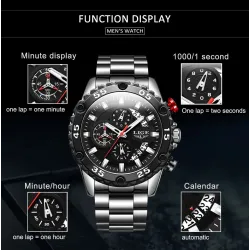 LIGE - sport quartz horloge - lichtgevend - waterdicht - roestvrij staalHorloges
