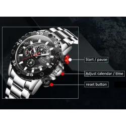 LIGE - sport quartz horloge - lichtgevend - waterdicht - roestvrij staalHorloges