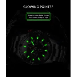 LIGE - sport quartz horloge - lichtgevend - waterdicht - roestvrij staalHorloges