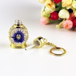 Vintage metalen parfumflesje - glazen pot - met druppelaar - sleutelhanger - 3mlSleutelhangers