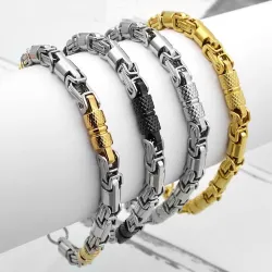 316L roestvrijstalen armband - geometrische Byzantijnse schakelketting - unisexArmbanden