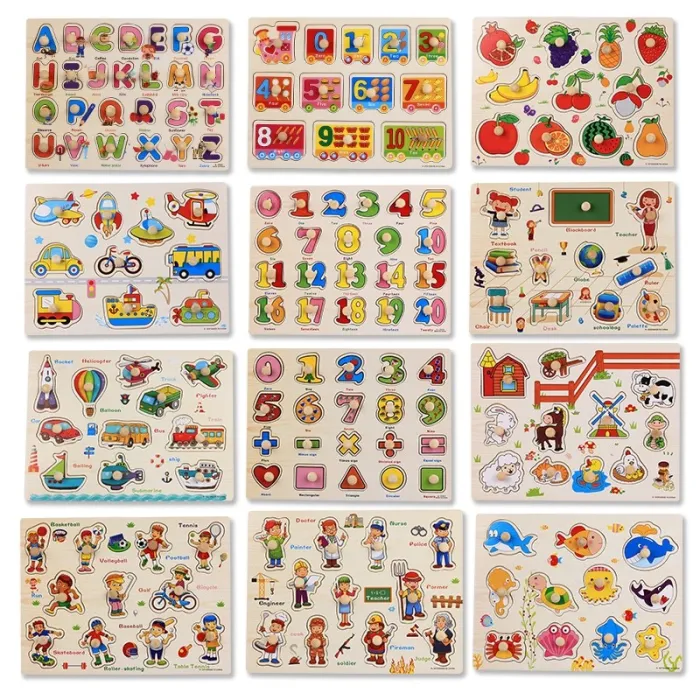 Montessori houten puzzel met handvatten - educatief speelgoedEducatief