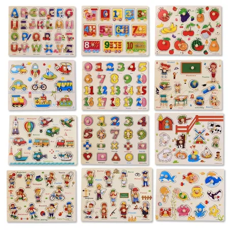 Montessori houten puzzel met handvatten - educatief speelgoedEducatief