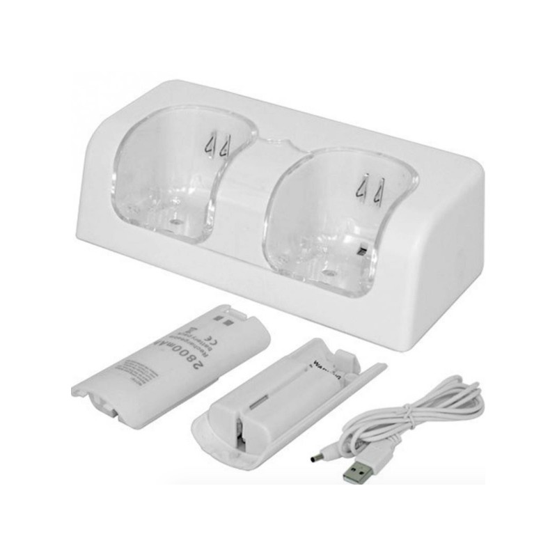 Wii-controller dubbele USB-oplader met 2x 2800mAh-batterijenWii & Wii U