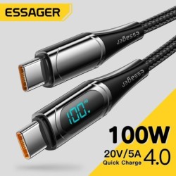 Essager - USB type C to USB C cable - PD fast charging - with digital display - 100W / 5ACables
