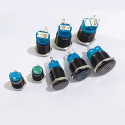Zwarte drukknopschakelaar LED - waterdicht - vast zelfremmend - 12mm / 16mm / 19mm / 22mm - 5V / 12V / 220VSchakelaars