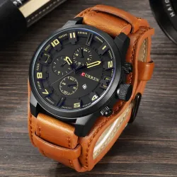 CURREN - militair sporthorloge - Quartz - leren band - waterdichtHorloges