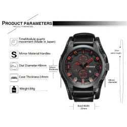 CURREN - militair sporthorloge - Quartz - leren band - waterdichtHorloges