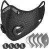Beschermend gezichtsmasker - wind-/stof-winddicht - PM25 actief koolstoffilter - dubbel luchtventielMondmaskers