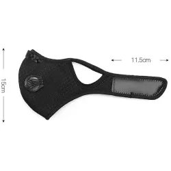 Beschermend gezichtsmasker - wind-/stof-winddicht - PM25 actief koolstoffilter - dubbel luchtventielMondmaskers
