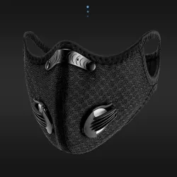 Beschermend gezichtsmasker - wind-/stof-winddicht - PM25 actief koolstoffilter - dubbel luchtventielMondmaskers