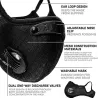 Beschermend gezichtsmasker - wind-/stof-winddicht - PM25 actief koolstoffilter - dubbel luchtventielMondmaskers