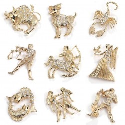 Crystal zodiac signs - gold broochBrooches