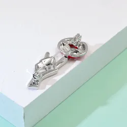 Kristallen broche - rode lippen / Be Quiet gebaarBroches