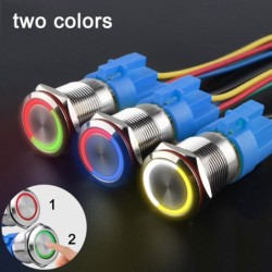 Metalen drukknopschakelaar - tweekleurige LED - waterdicht - tijdelijke reset - 12V - 220V - 199mm - 22mmSchakelaars