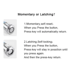 Metal push button switch - two-color LED - waterproof - latching fixation - 12V - 220V - 199mm - 22mmSwitches