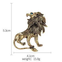 Antiek zilver/gouden leeuw - brocheBroches