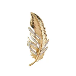 Broche met gouden veren - met kristallenBroches