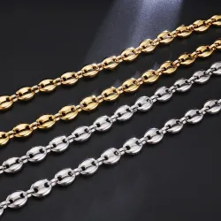 Schakelketting in de vorm van koffiebonen - armband - roestvrij staal - unisex - waterdichtArmbanden