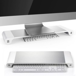 Aluminium monitor / computerstandaard - met 4 USB-poortenStands
