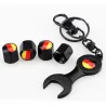 Autowielventielen - metalen doppen - met sleutel - sleutelhanger - Duitse vlag logo - 4 stuksVentieldoppen