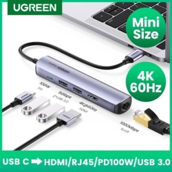 USB-C naar HDMI - RJ45 - USB 3.0 - PD - HUB - multifunctionele adapterHubs