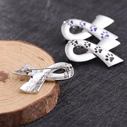 Broche in de vorm van een lint - pootafdruk van huisdierenBroches