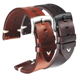 Leren horlogeband - met metalen gespHorloges