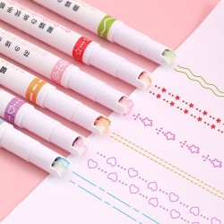Artistieke pen - gebogen lijnen marker - rollerpen met patronen - 6 stuksPennen & Potloden