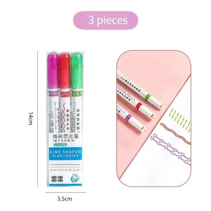 Artistieke pen - gebogen lijnen marker - rollerpen met patronen - 3 stuksPennen & Potloden