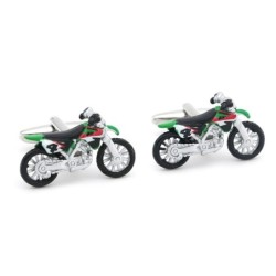 Modern cufflinks - green motorcycleCufflinks