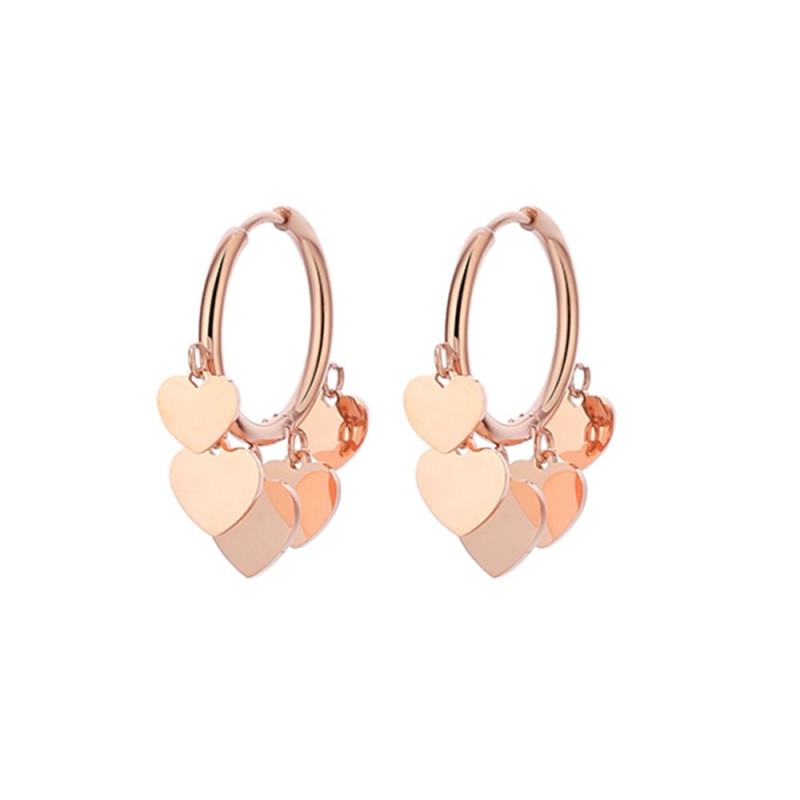 Small hoop earrings - with hanging heartsEarrings