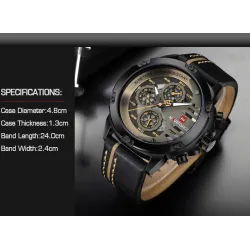 Naviforce - sport quartz horloge - waterdicht - leren bandHorloges