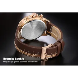 Naviforce - sport quartz horloge - waterdicht - leren bandHorloges