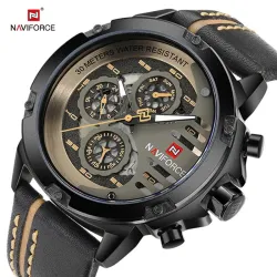 Naviforce - sport quartz horloge - waterdicht - leren bandHorloges