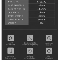 Naviforce - sport quartz horloge - waterdicht - leren bandHorloges