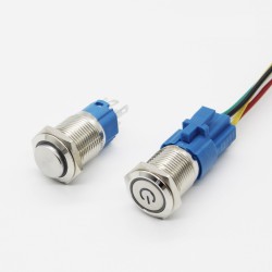 Metal push button switch - self-reset - LED - 16mmSwitches