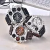 OULM 1349 - sport groot horloge - kompas - leren bandHorloges
