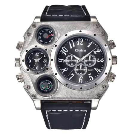 OULM 1349 - sport groot horloge - kompas - leren bandHorloges