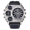 OULM 1349 - sport groot horloge - kompas - leren bandHorloges