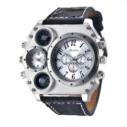 OULM 1349 - sport groot horloge - kompas - leren bandHorloges